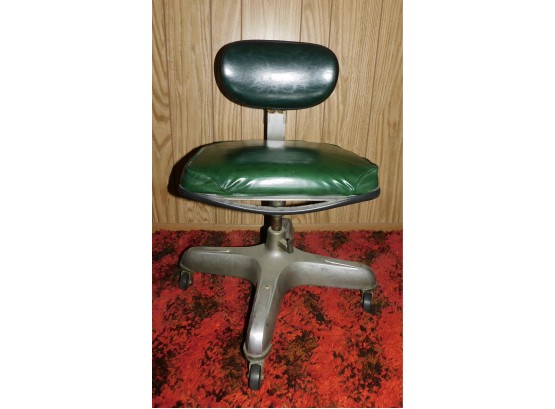 Vintage Rolling Cramer Air Flow Posture Chair Green Leather #25335 ...
