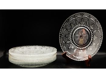 Vintage Lot Of 7 Lacy Glass Dish Set Plates  8'