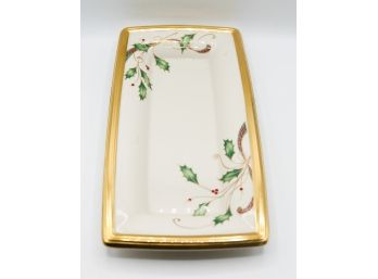 LENOX 'HOLIDAY NOUVEAU' Beautiful Porcelain Appetizer Serving Dish W/ Gold Trim -