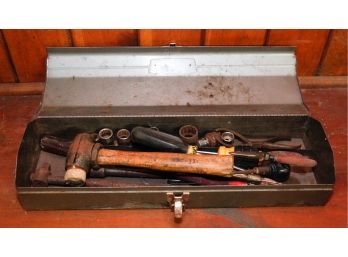 Retro - Craftsman Metal Tool Box W/ Assorted Hand Tools