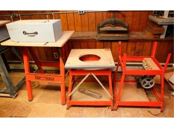 3 Heavy Duty Metal Universal Saw Table Stand Stationary Tool Leg Floor Stands W/ 1 Deleo Motor - Serial# G55
