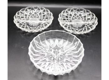 Lot Of 3 Vintage Glass Decorative Candy Dishes