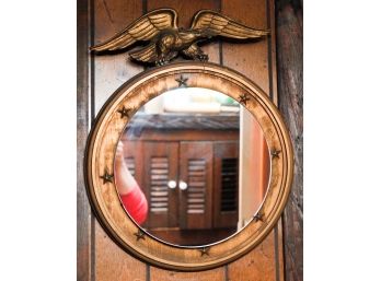 Rare - Vintage Federal Wood Gold Eagle Convex Wall Mirror 13 Colonies