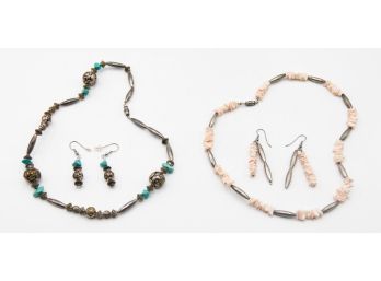 Pair Of Charming Beaded Necklace W/ Matching Earrings