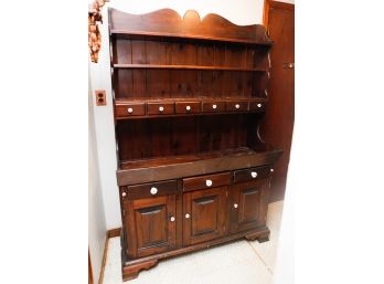 Vintage Wooden Credenza Hutch Unit - L48' X H73' X D10'