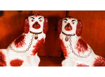 Antique Ruby Staffordshire Dogs - Staffordshire Ware Kent - Made In England