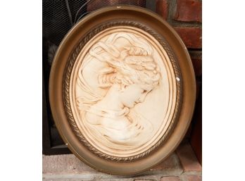 Vintage Cameo Plaque Art Nouveau Plaster Chalkware Wall Goddess Victorian Lady 17 - L14' X H14'