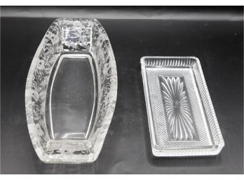 A Pair Of Beautiful Decorative Glass Butter Dishes