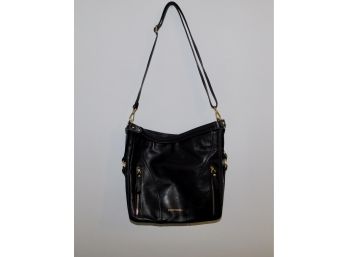 Catherine Malandrino Black Leather Handbag With Adjustable Strap