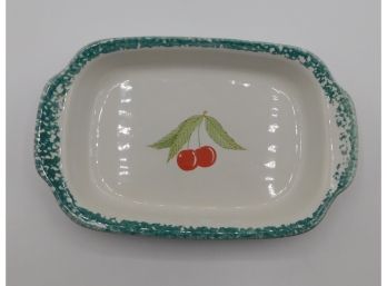 Cherry Painted Ceramic Casserole Dish