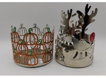 Pair Of Holiday Decorative Candle Holders