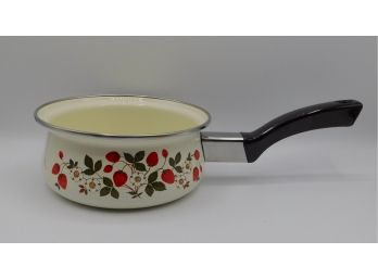 Vintage Sheffield Strawberries & Cream Enamelware Sauce Pan