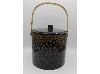 Ice Bucket - Georges Briard Brand 'Signed' Cubist Pattern Vinyl With Gold Metal Handle