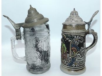 Vintage West Germany Beer Stein & Vintage Glass Beer Stein