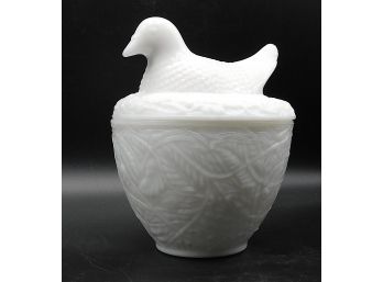 Avon Milk Glass Dove Trinket Dish With Lid