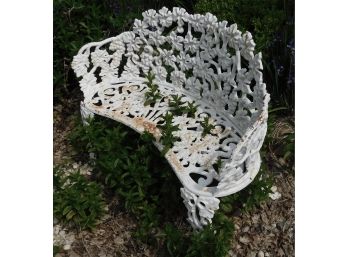 Wrought Iron Bench, White