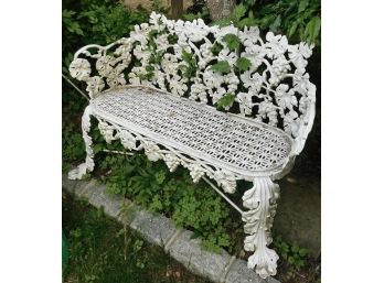 White Wrought Iron Bench