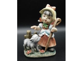 Porcelain Bisque Figurines Girl With Sheep Figurine Made In Japan