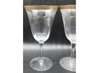 Vintage Gold Rimmed Wine Glasses Set Of 4