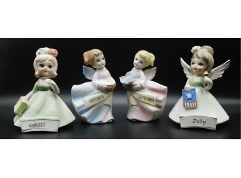 Assorted Lot Of Vintage Birthday Month Angels, Lot Of 4