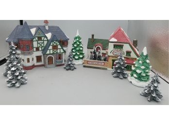 LeMax Christmas Village Houses With LeMax Christmas Village Trees