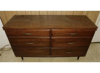 Mid Century Solid Wood Pressboard Top 6 Drawer Dresser