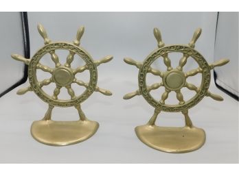 Pair Of Brass Helm Bookends