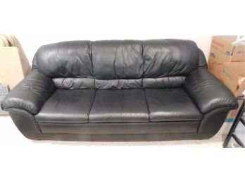 Lovely Black Leather Couch Unbranded