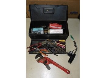 Assorted Lot Of Tools And Nails With Metal Toolbox