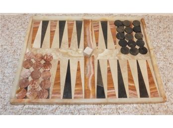Backgammon Stone Game Set With 30 Playing Chips