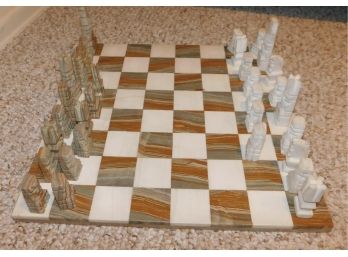 Stone Chess Board With Chess Pieces