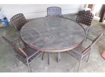 Outdoor Glass Top Aluminum Table With 6 Chairs