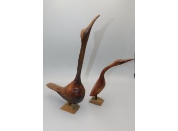 Pair Of Wood Bird Figurines