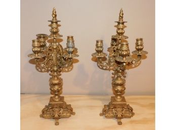 Lovely Vintage Metal 5 Arm Candelabras