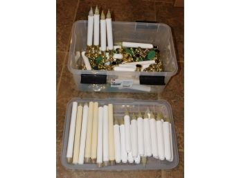 Decorative Lot Of Battery Operated Faux Candlesticks With Plastic Holders