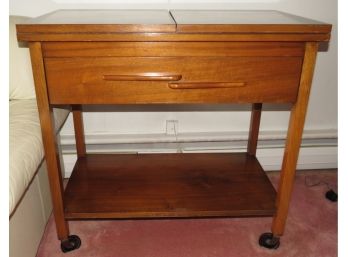 Mid Century Modern Cart/table With Extending Top & Wheels