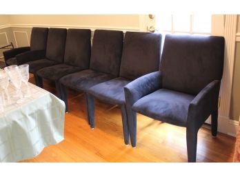 Like New Plush  Dining Room Chairs 4 Flat Back Chair 2 ArmChairs  (107)