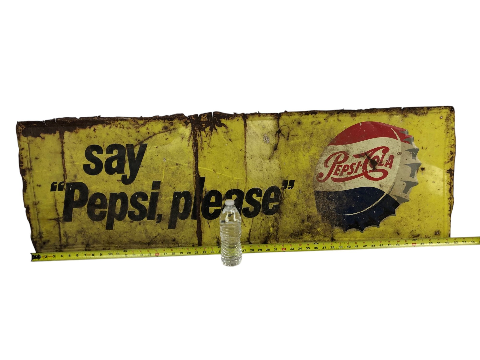 Vintage Pepsi Cola Metal Embossed Sign SAY PEPSI, PLEASE - #A6
