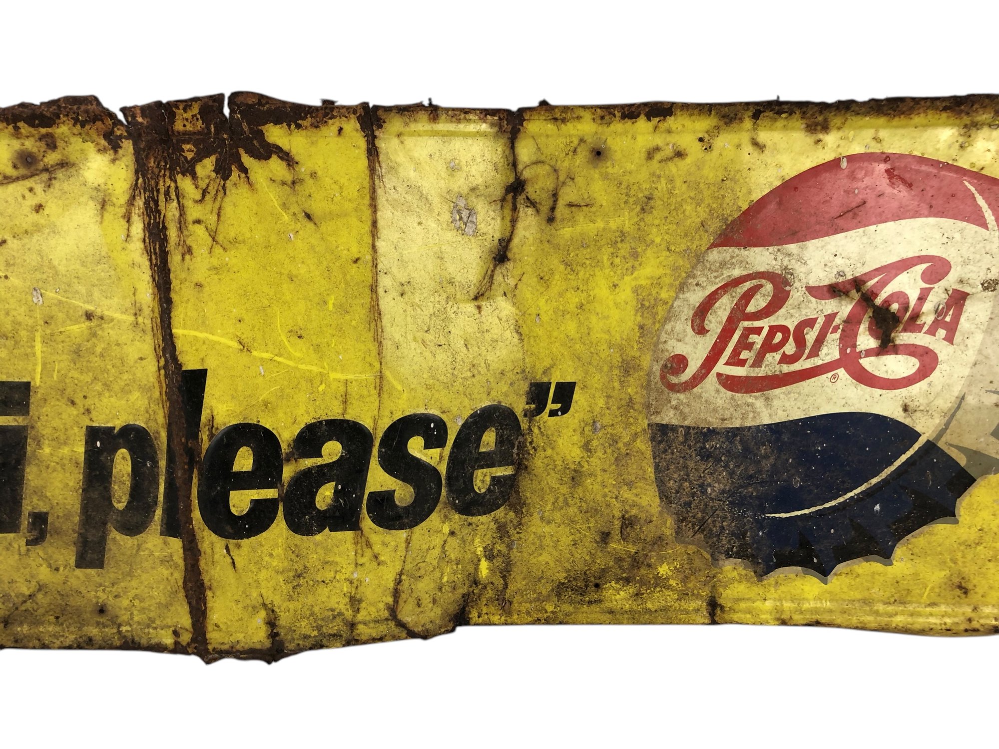 Vintage Pepsi Cola Metal Embossed Sign SAY PEPSI, PLEASE - #A6