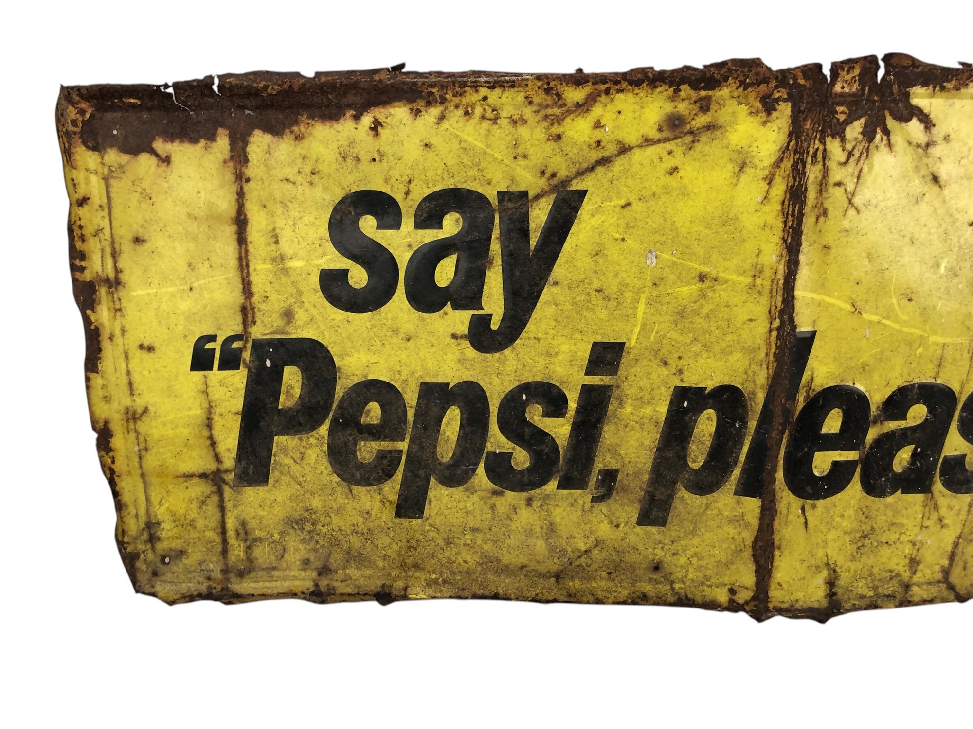 Vintage Pepsi Cola Metal Embossed Sign SAY PEPSI, PLEASE - #A6