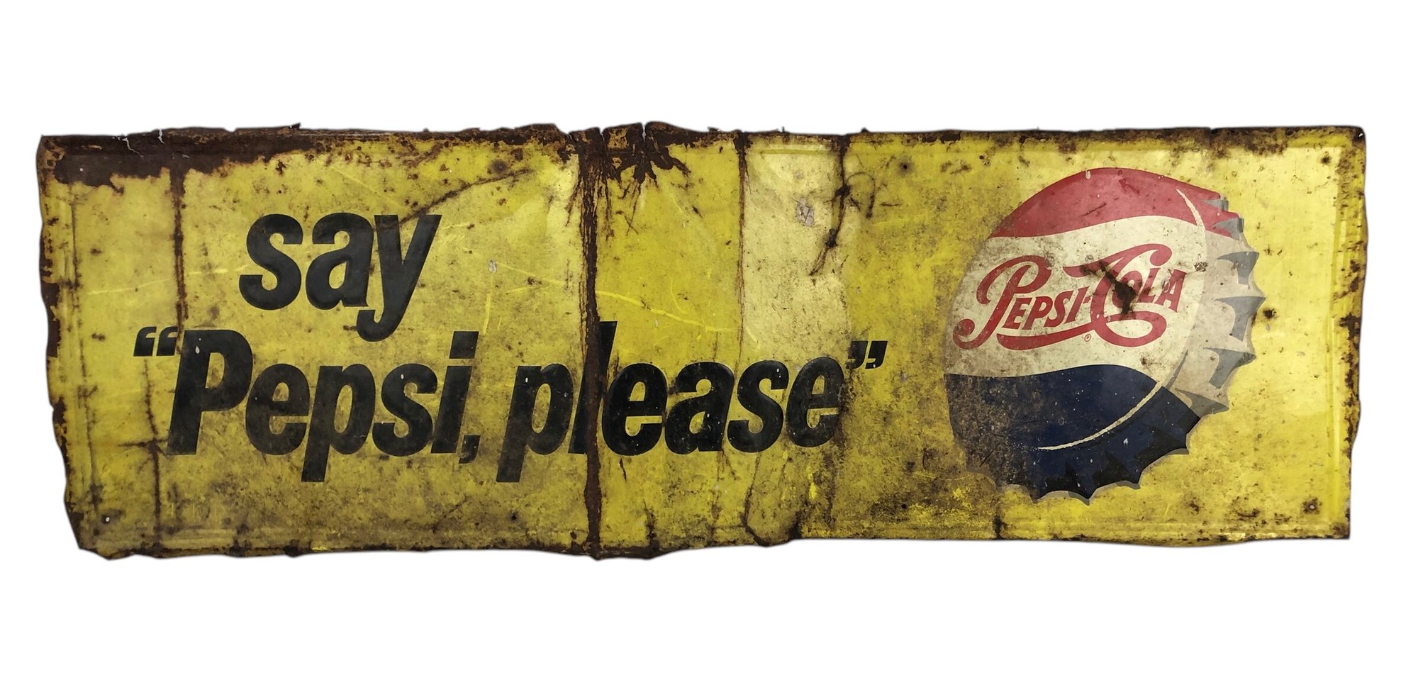 Vintage Pepsi Cola Metal Embossed Sign SAY PEPSI, PLEASE - #A6