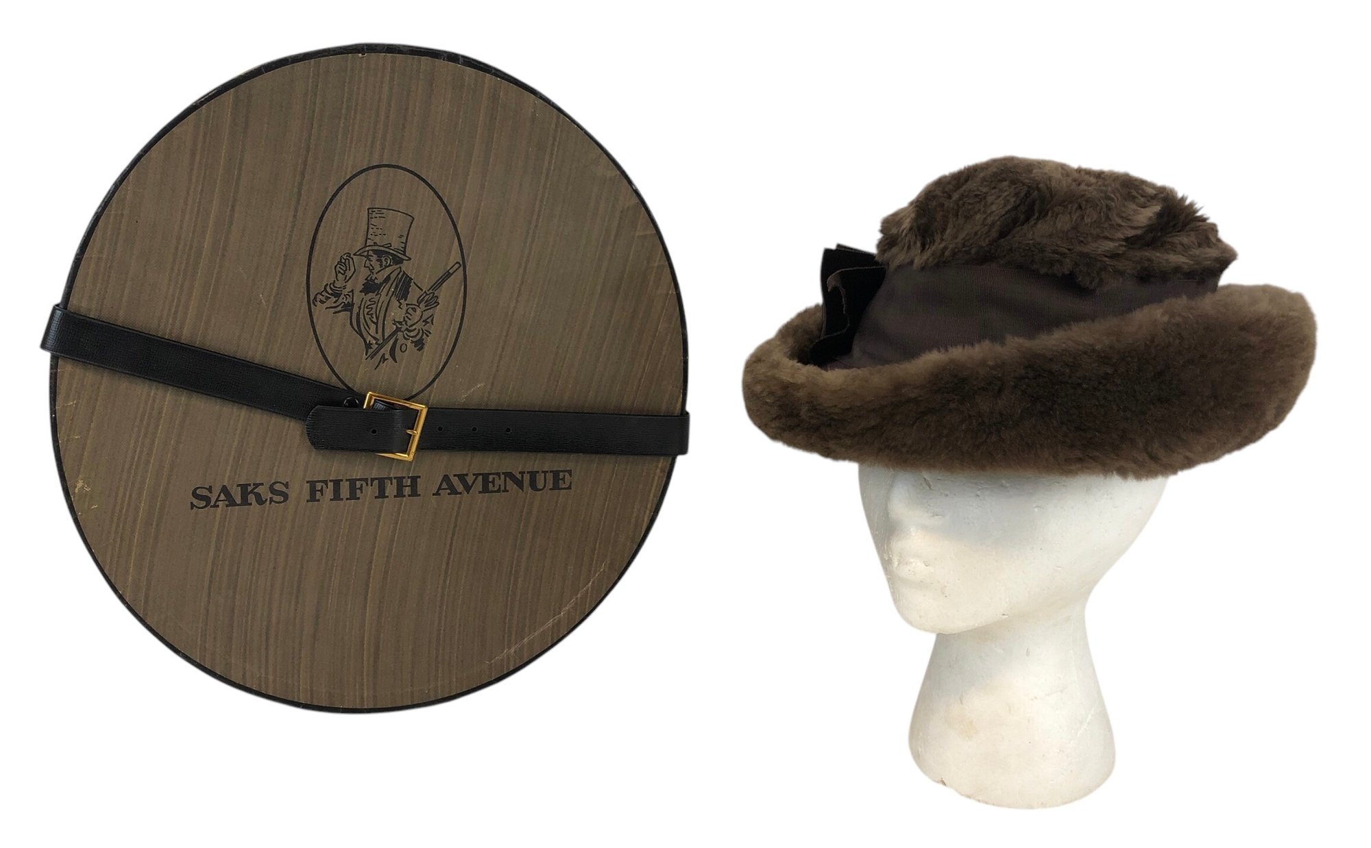 Saks Fifth Avenue Genuine Fur Hat/Box, Genuine Mink Fur Hat 