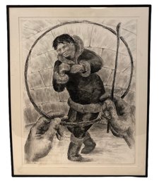 Mid-Century Alaskan Inuit Figural Watercolor Painting - #BW