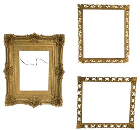 Antique Gilt Carved Wood Art Frames (Set Of 3) - #BR-7