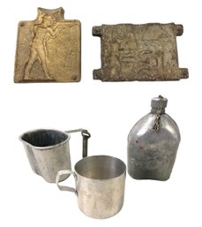 WWI Lead Toy Soldier Molds, Canteen, Tin Cup & Food Ration Holder - #S1-2