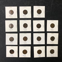 19th-Early 20th Century Indian Head Cent Pennies (Lot Of 15) - #JC-L