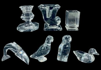Baccarat France & Val St Lambert De Sousa Crystal Animal Figures & Candle Holders - #S9-3