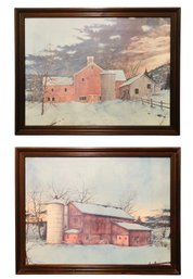 Winter Farm Landscape Framed Art Prints By Mortimer H. Slotnick - #LDY