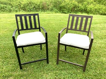 Hampton Bay Slatted Metal Counter Stools With Cushions (Set Of 2) - #BOB