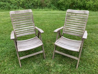 Teak Outdoor Reclining Armchairs (Set Of 2) - #BOB